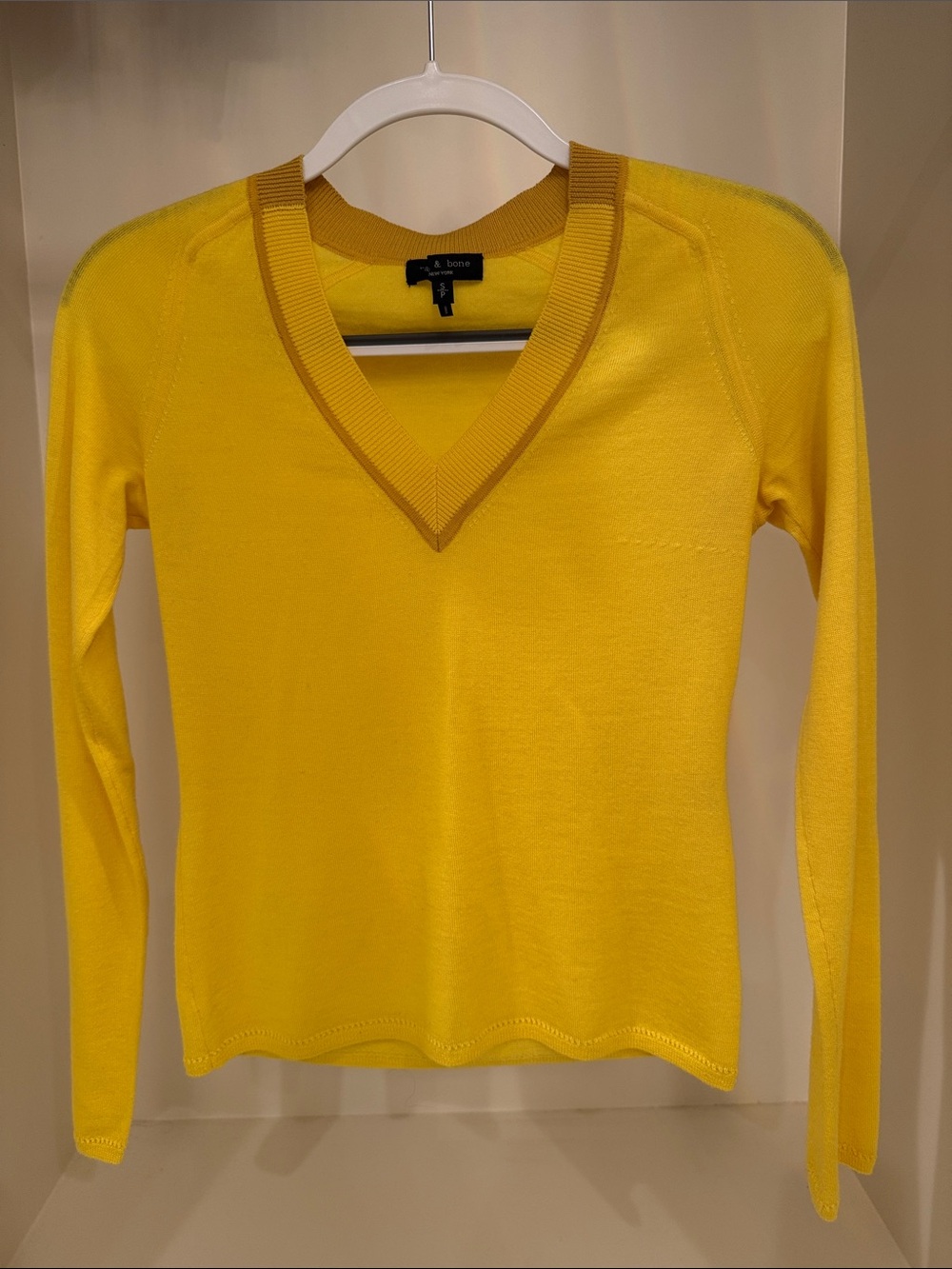 Rag & Bine Bright Yellow V‑Neck Lightweight Sweater